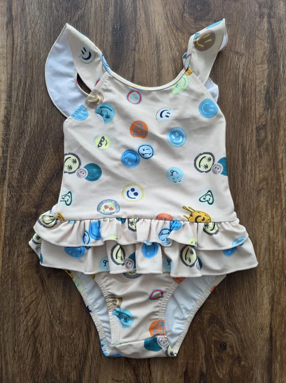 Molo Nalani Ruffle Smiley Face One-Piece Swimsuit Size 3-4 Year 98/104